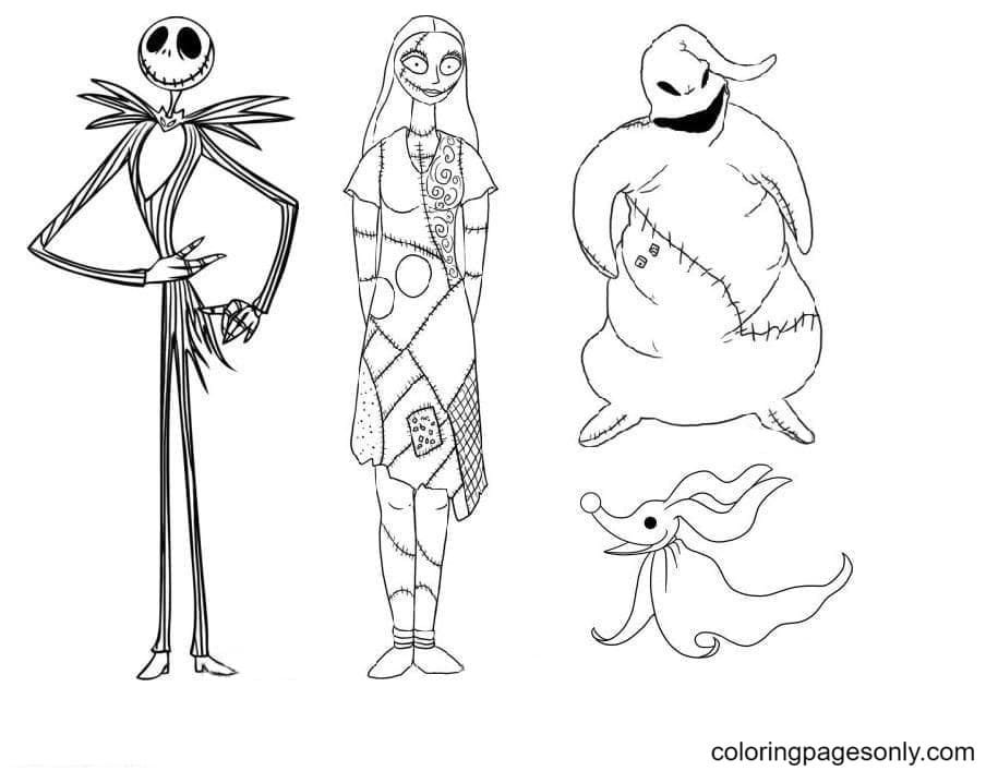 Jack Skellington, Sally, Zero and Oogie Boogie Coloring Pages - Nightmare  Before Christmas Coloring Pages - Coloring Pages For Kids And Adults