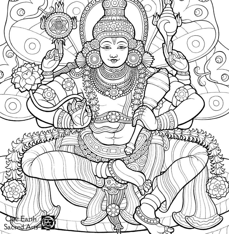Kala Kshetram — Vishnu in Kerala mural style by Ekabhumi Ellik...