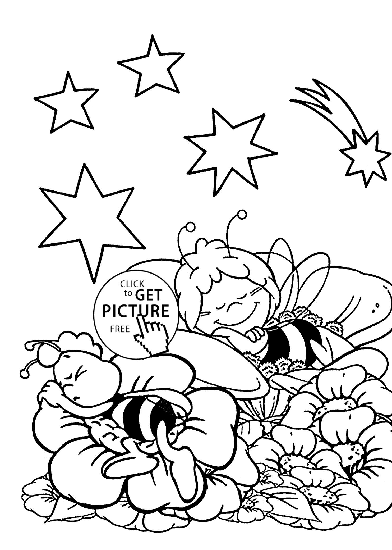 Maya the bee coloring pages for kids sleep, printable free |  coloing-4kids.com