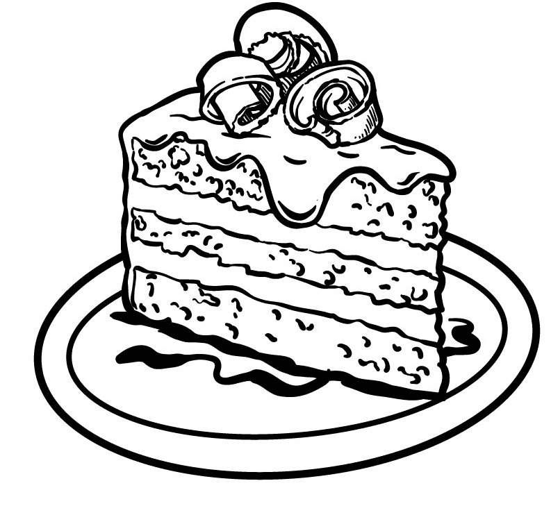 Piece of Cake with Chocolate Shaving Coloring Pages - Cake Coloring Pages - Coloring  Pages For Kids And Adults