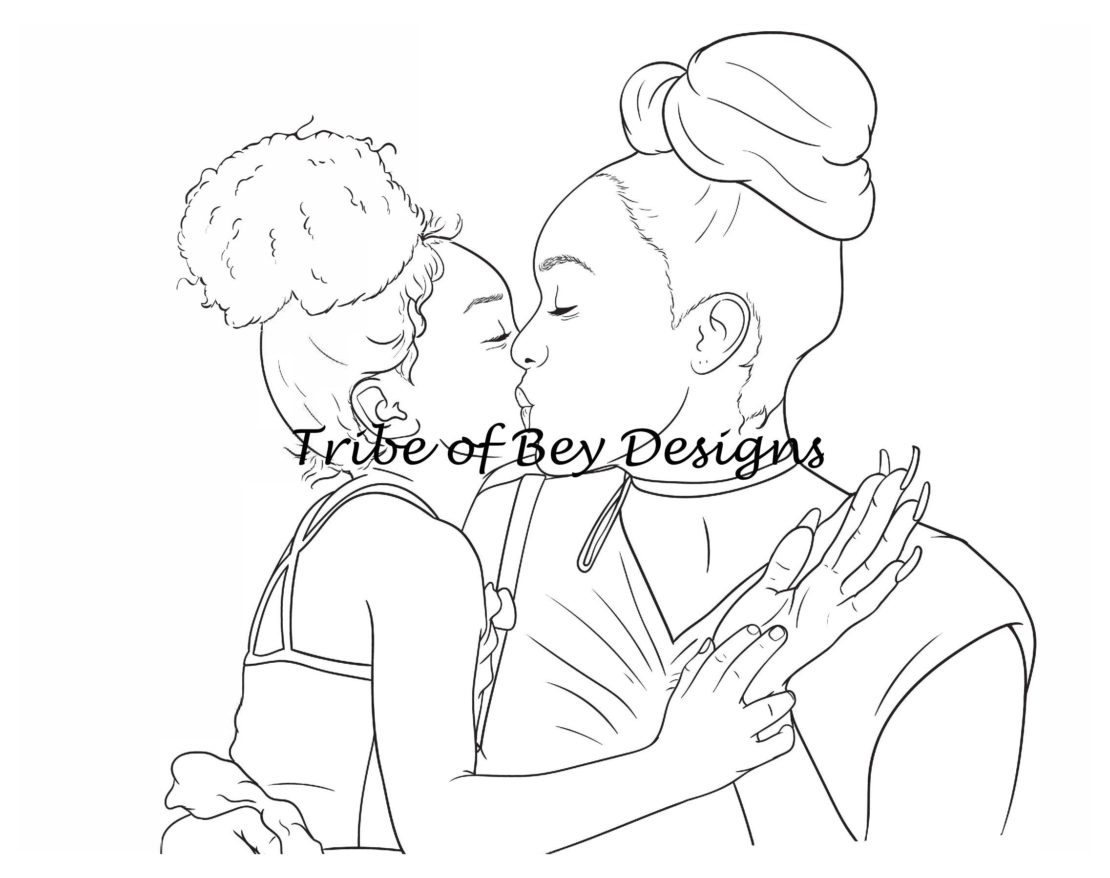 Black Mother and Child Printable Coloring Page PDF JPG black - Etsy
