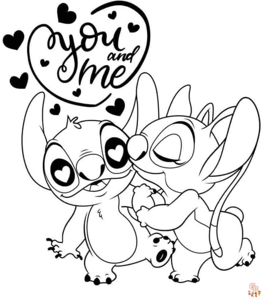 Stitch and Angel Coloring Pages for Kids - GBcoloring