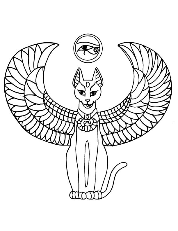 Egyptian cat tattoo coloring page | Download Free Egyptian cat tattoo coloring  page for kids | Best Coloring Pages