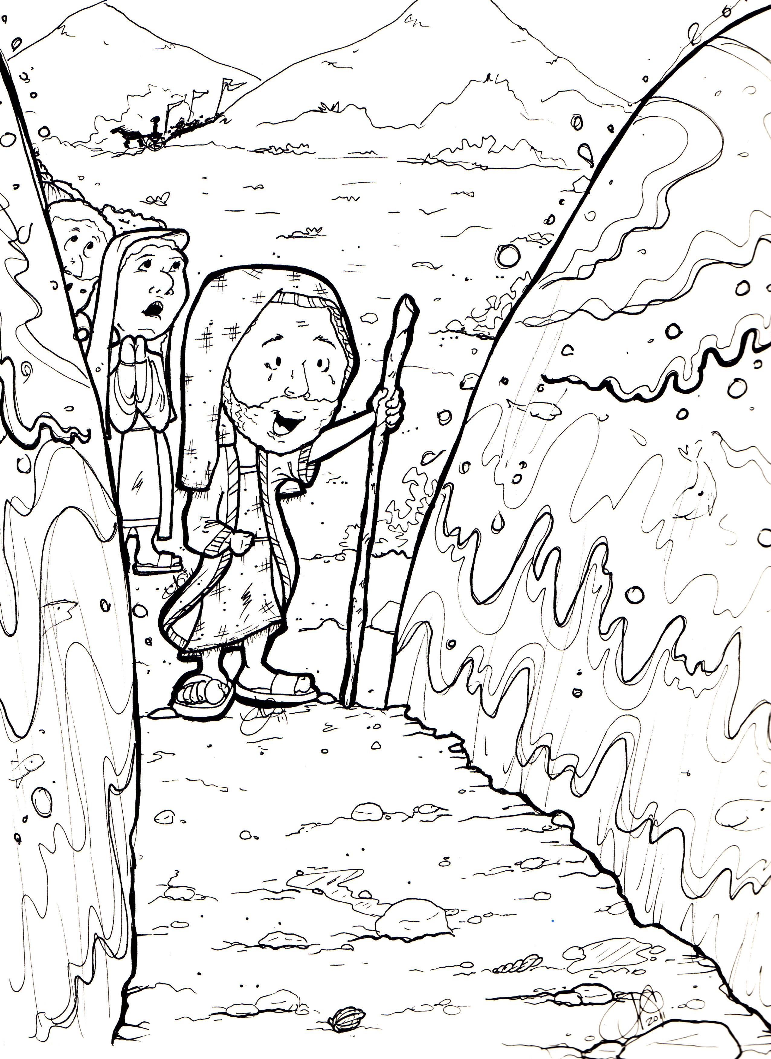 Download Moses And The Red Sea Coloring Page | Ziho Coloring