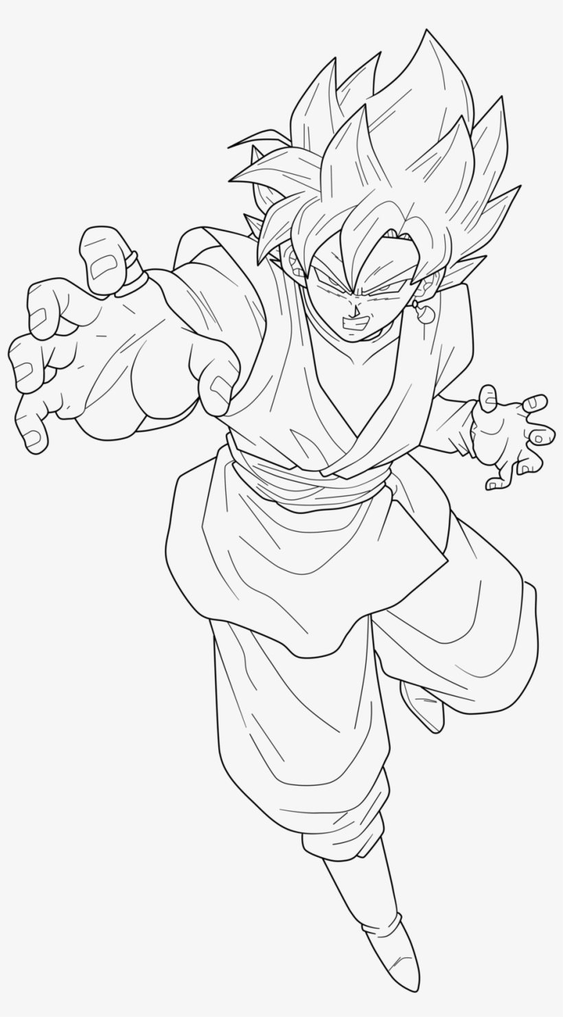 Dragon Ball Coloring Pages Goku Vegeta With Awesome - Goku Black And White  - 1024x1749 PNG Download - PNGkit