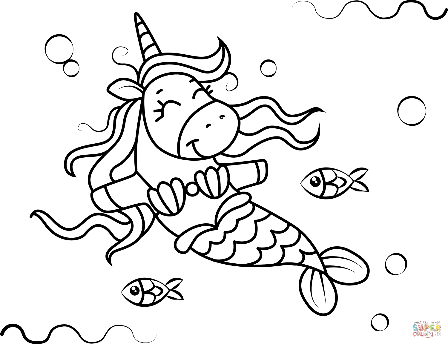 Unicorn Mermaid coloring page | Free Printable Coloring Pages