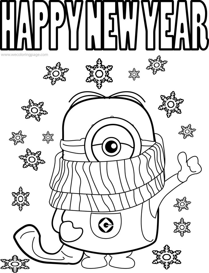 Best Funny Minions Quotes And Picture Cold Weather Happy New Year Coloring  Page - Wecoloringpage.com | New year coloring pages, Christmas coloring  pages, Rudolph coloring pages