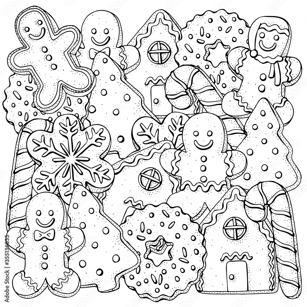 Christmas gingerbread cookies. Coloring ...