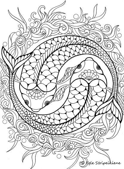 Koi, ying yang coloring page | Mandala coloring pages, Mandala coloring, Coloring  book pages