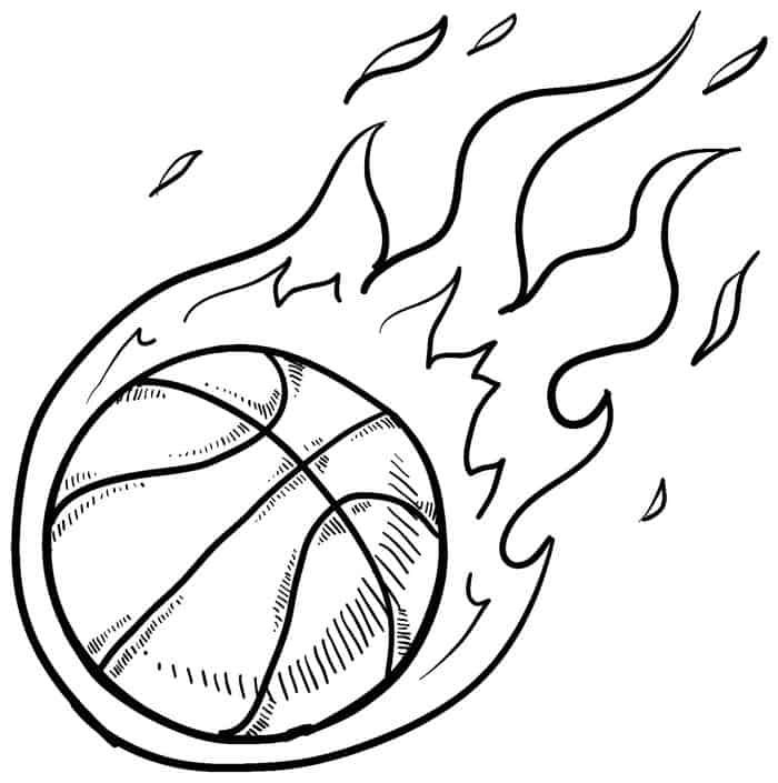 Basketball On Fire Coloring Pages | Sports coloring pages, Coloring pages,  Heart coloring pages