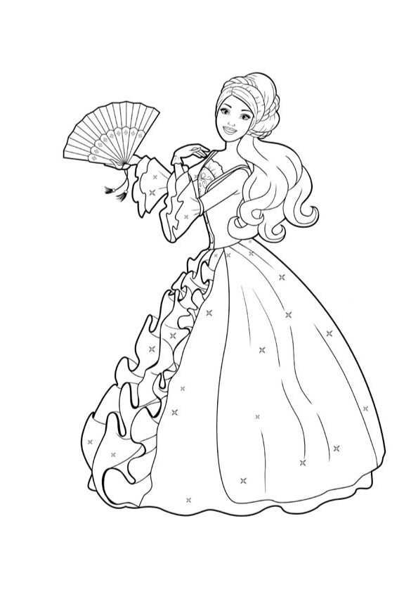Barbie in a ball gown - Coloring pages for you