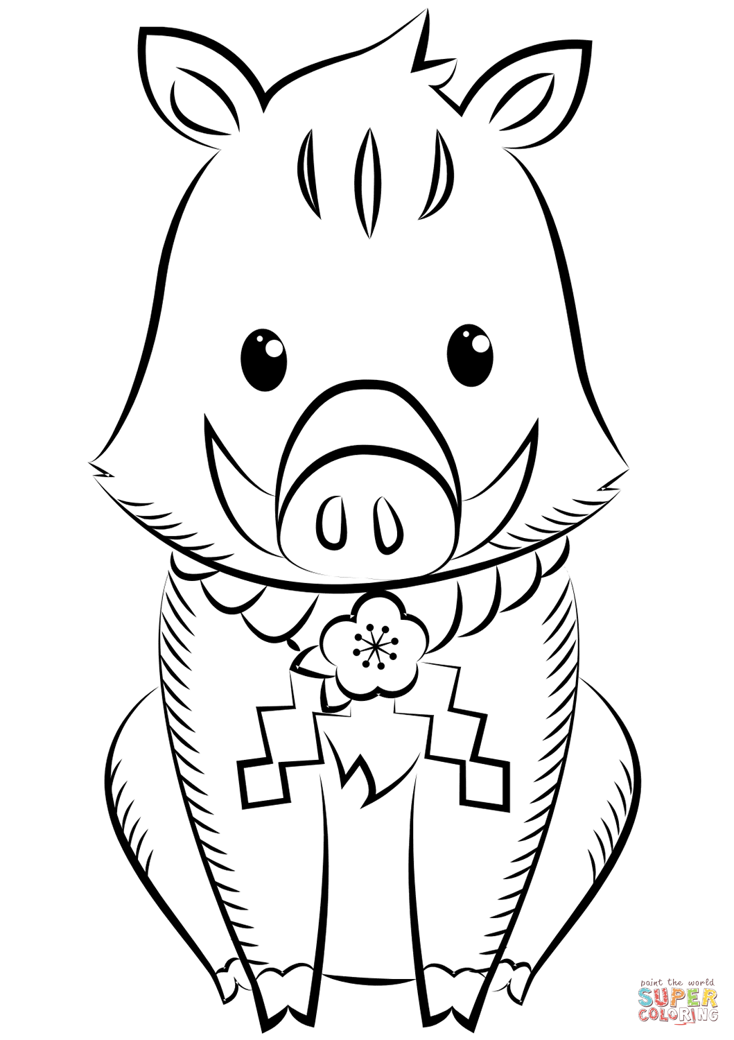 2019 Wild Boar coloring page | Free Printable Coloring Pages