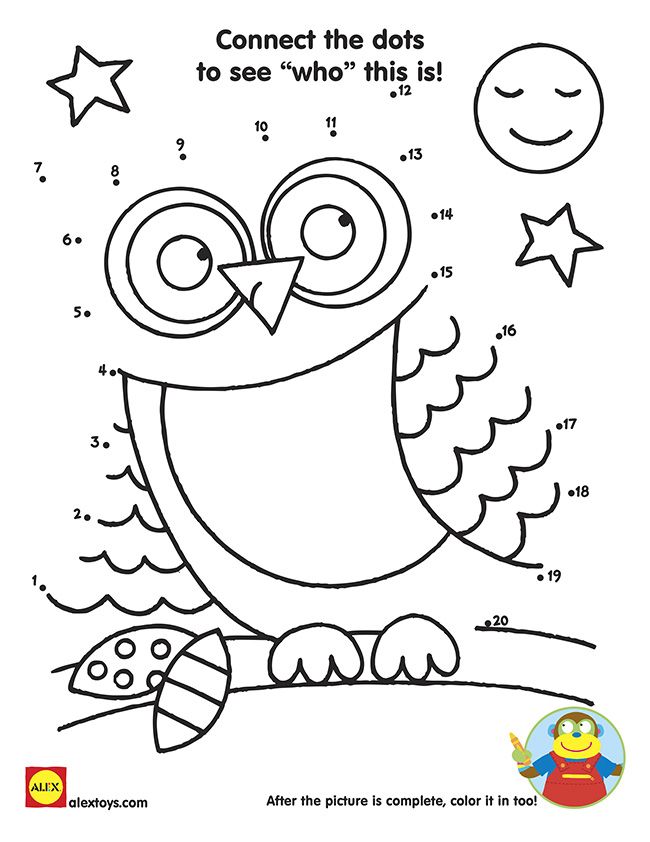 Connect the Dots Owl Printable - ALEX Toys | Owl printables, Connect the  dots, Dots