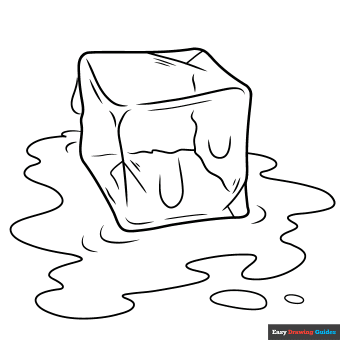 Ice Cube Coloring Page | Easy Drawing Guides