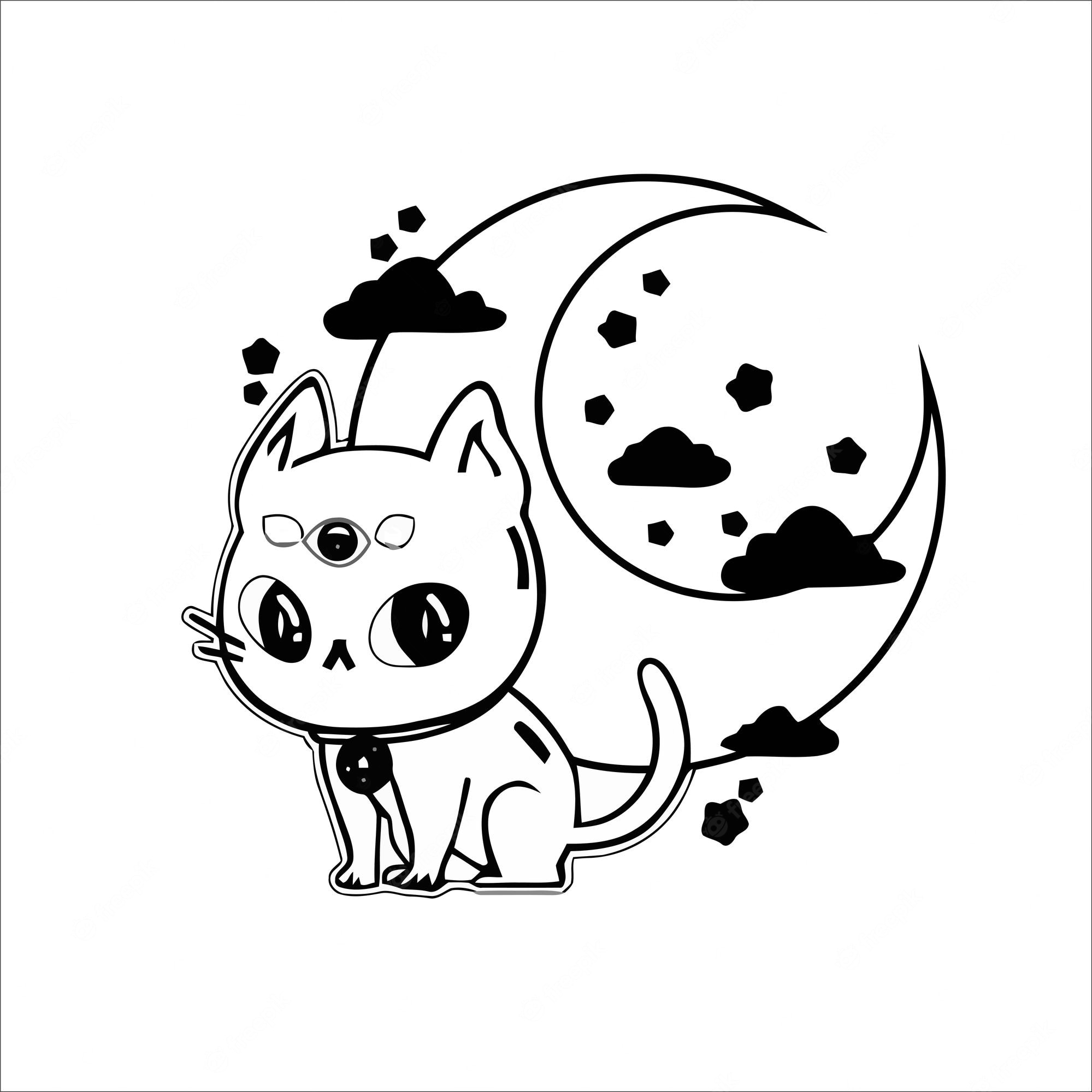 Premium Vector | Cute creepy pastel goth kawaii cat coloring page