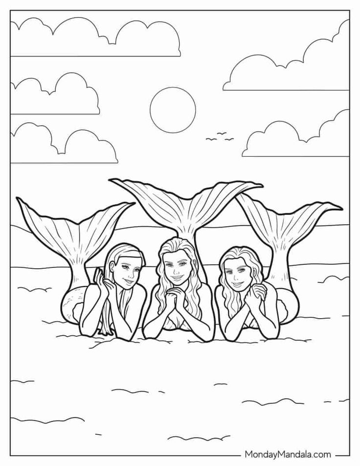50 Mermaid Coloring Pages (Free PDF Printables) coloring_book_pages