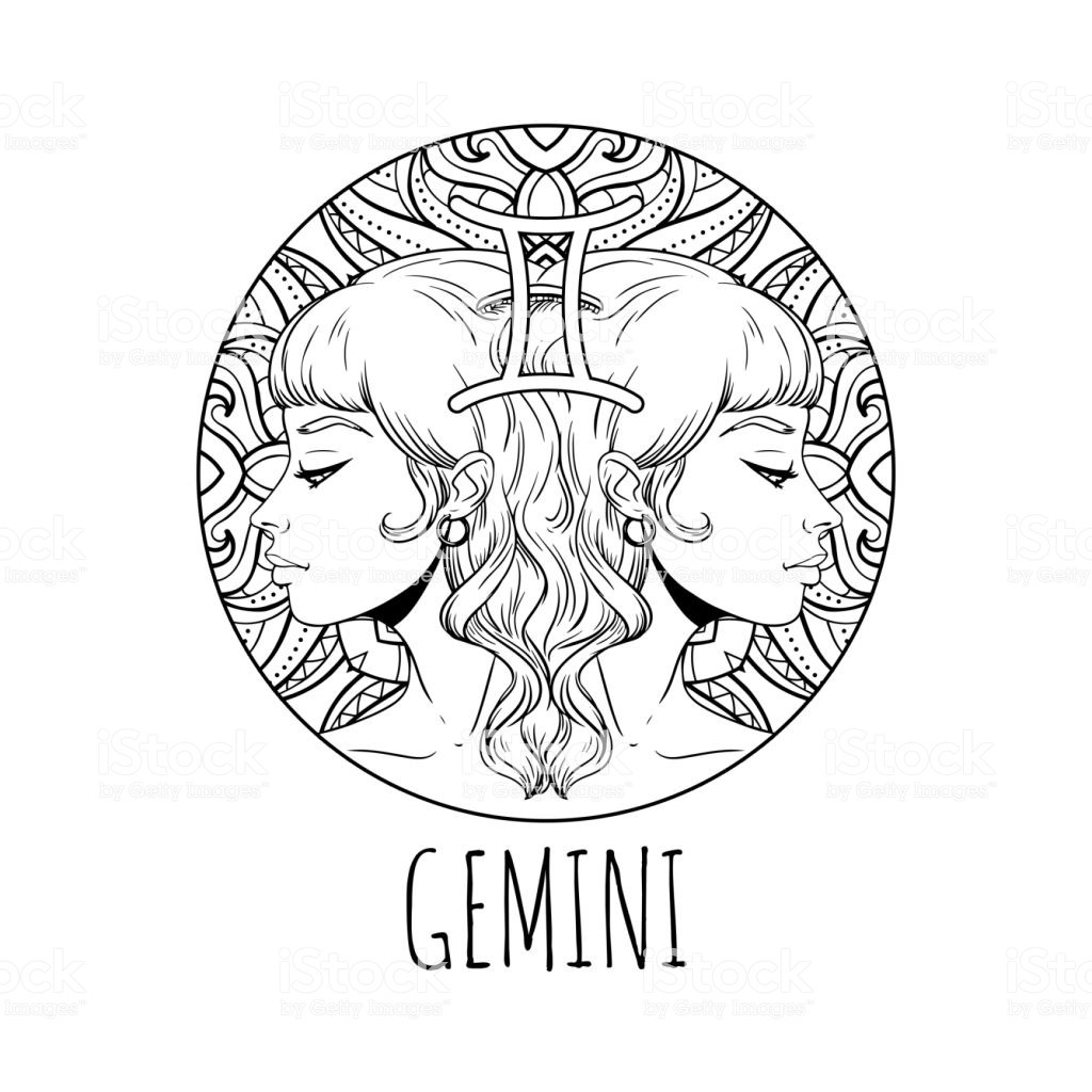 Coloring Pages Gemini Zodiac Sign Artwork Adult Book Page Beautiful Symbol  Vector Id1156022344 Fabulous – Dialogueeurope