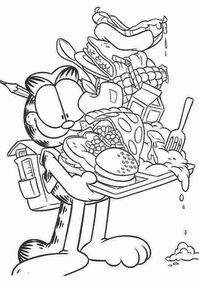 garfield eating coloring pages | Food coloring pages, Cartoon coloring pages,  Disney coloring pages
