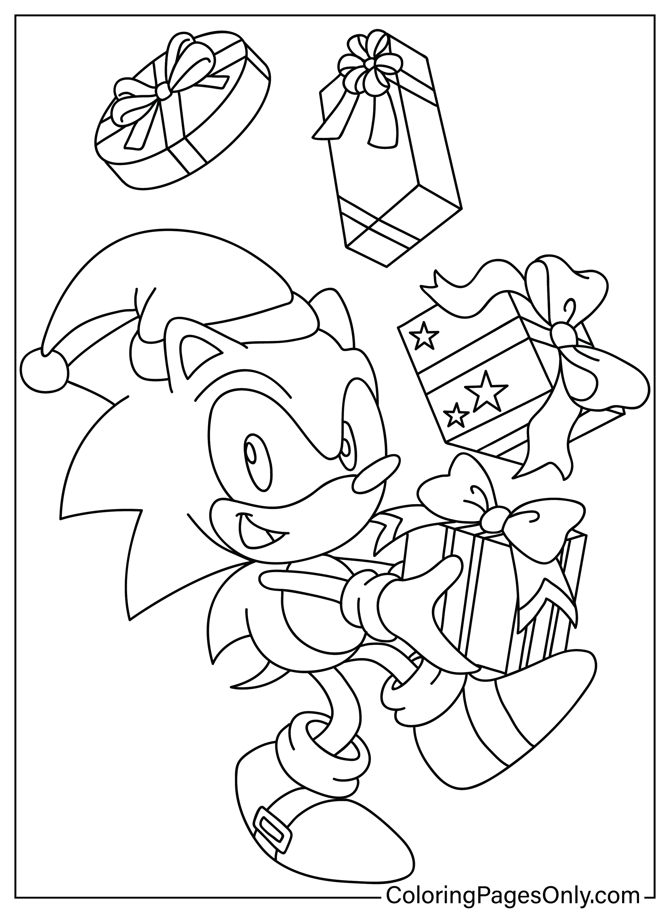 Christmas Sonic Coloring Page - Free Printable Coloring Pages