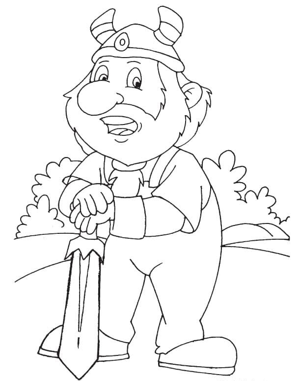 Dwarf with Sword Coloring Page - Free Printable Coloring Pages for Kids