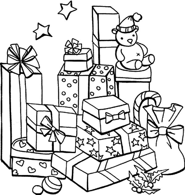 Mountain Of Christmas Presents Coloring Pages : Kids Play Color