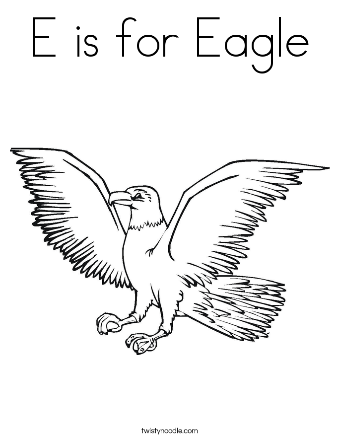 E is for Eagle Coloring Page - Twisty Noodle