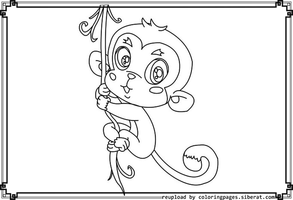Baby Tunes Cute Monkey Coloring Pages Sheets - Colorine.net | #18566