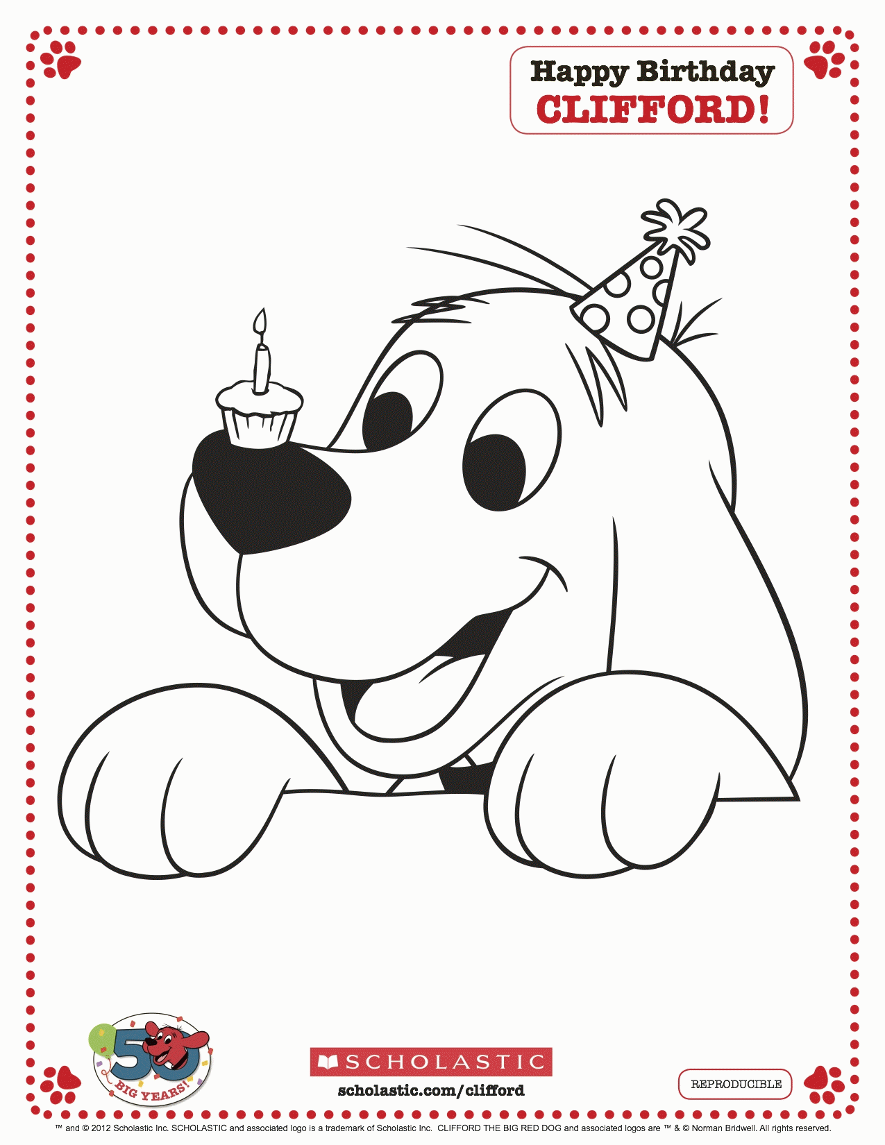 Clifford Printable Birthday Coloring Page From Scholastic Mama ...