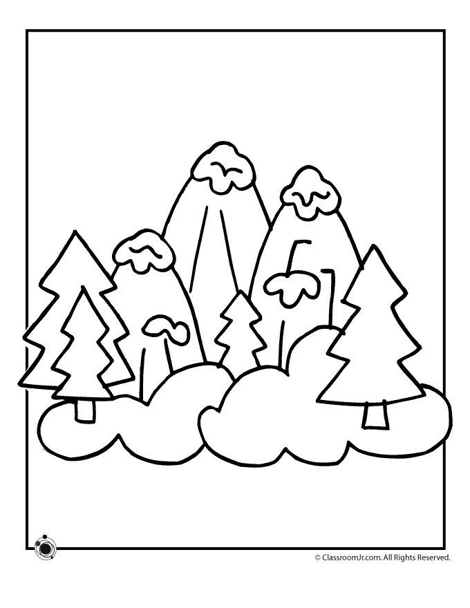 Snowy Mountains Coloring Page - Woo! Jr. Kids Activities