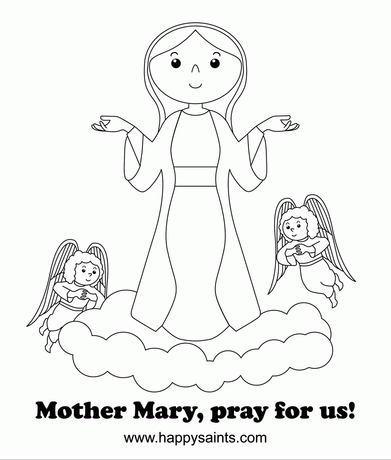 Happy Saints: Mother Mary Coloring Page