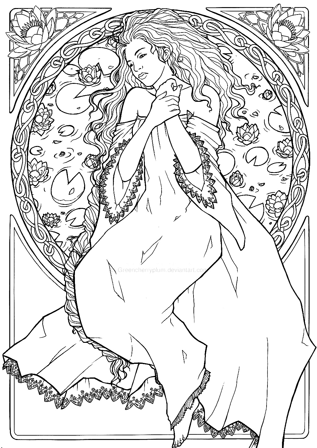 Dessin inspiration art nouveau - 2 - Art Adult Coloring Pages