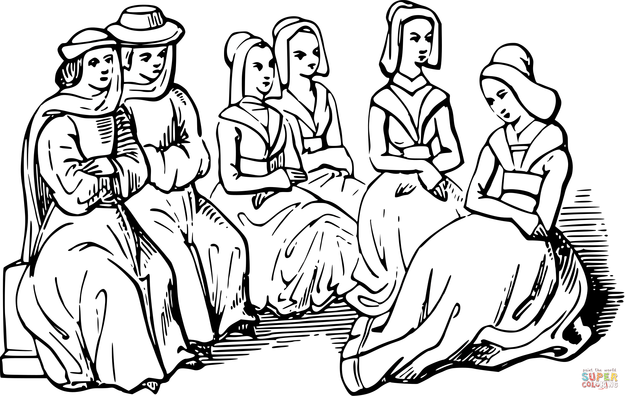 Vintage 15Th Century Chinwaggers coloring page | Free Printable Coloring  Pages