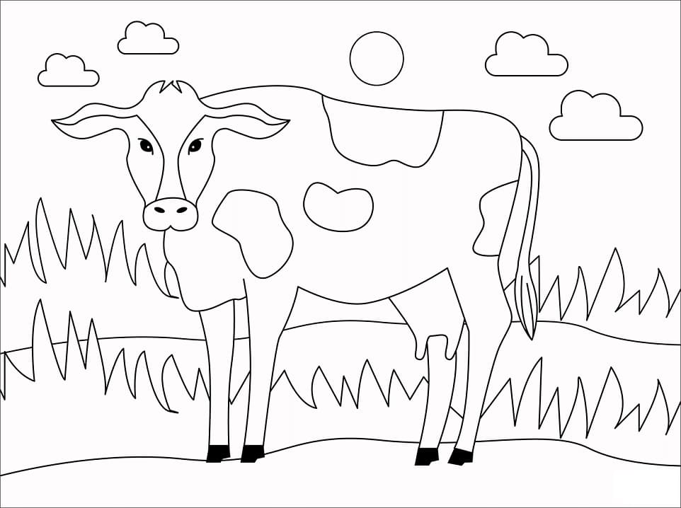 Simple Cow Coloring Page - Free Printable Coloring Pages for Kids
