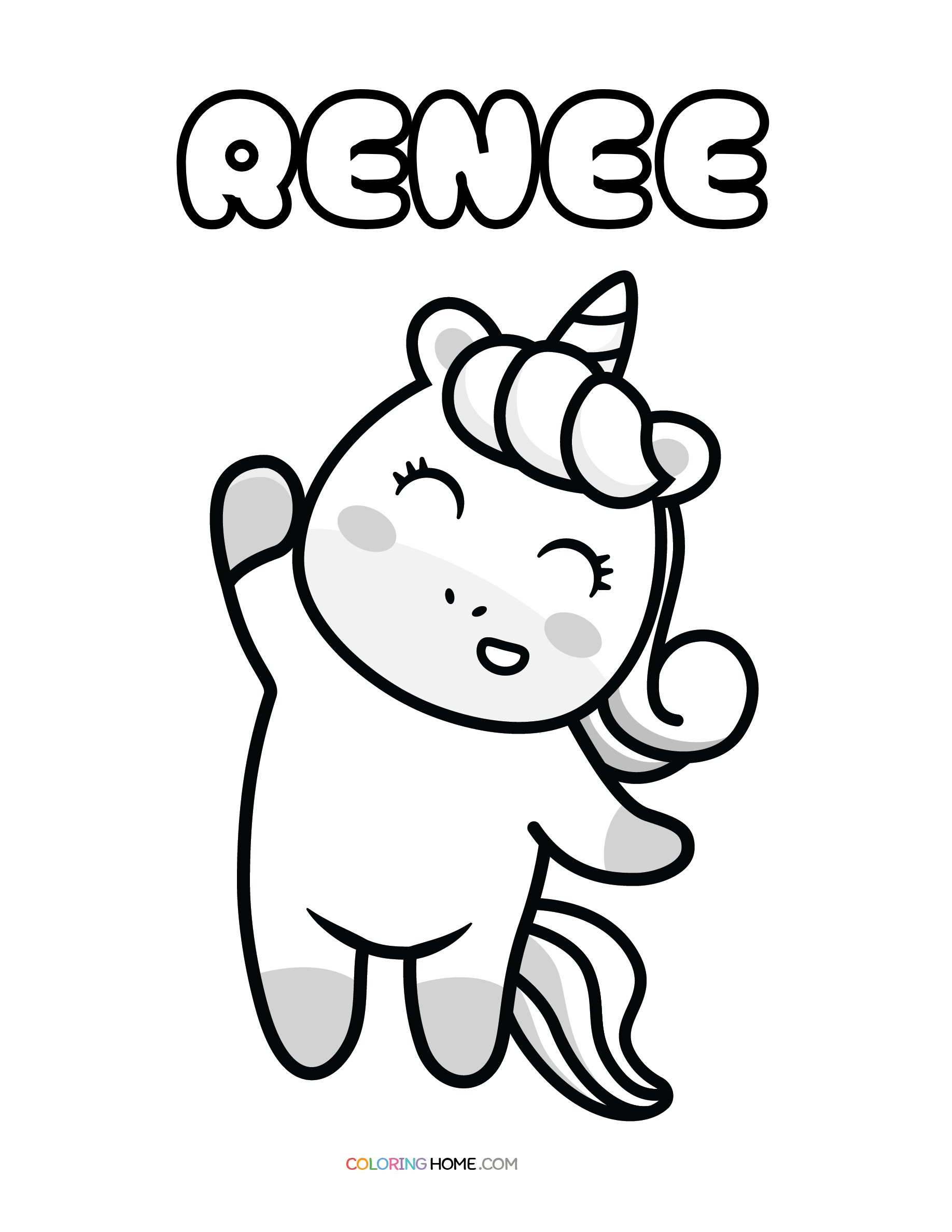 Renee unicorn coloring page