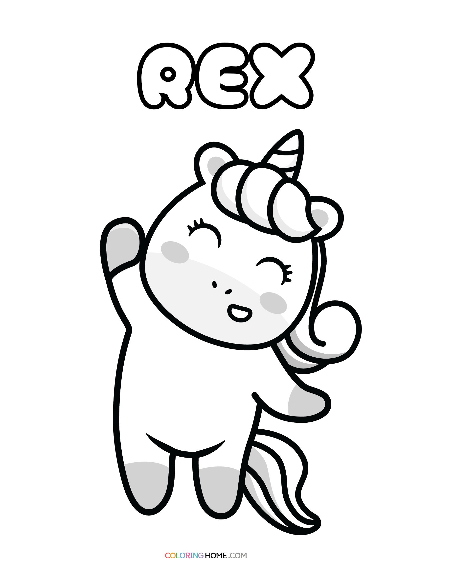 Rex unicorn coloring page