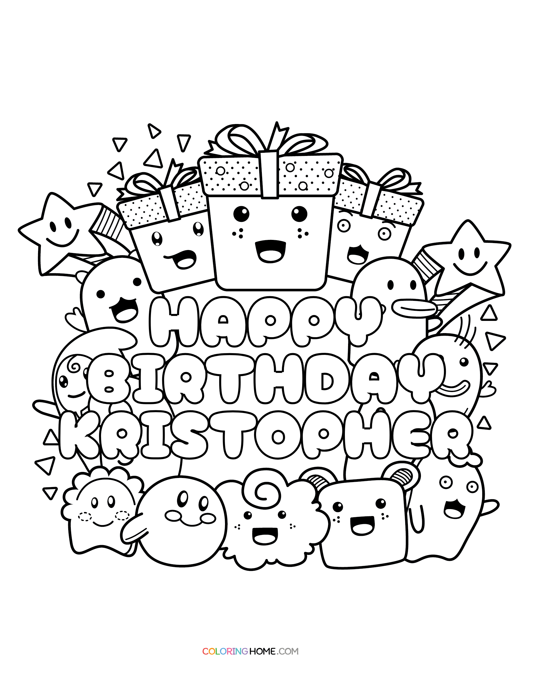 Happy Birthday Kristopher coloring page