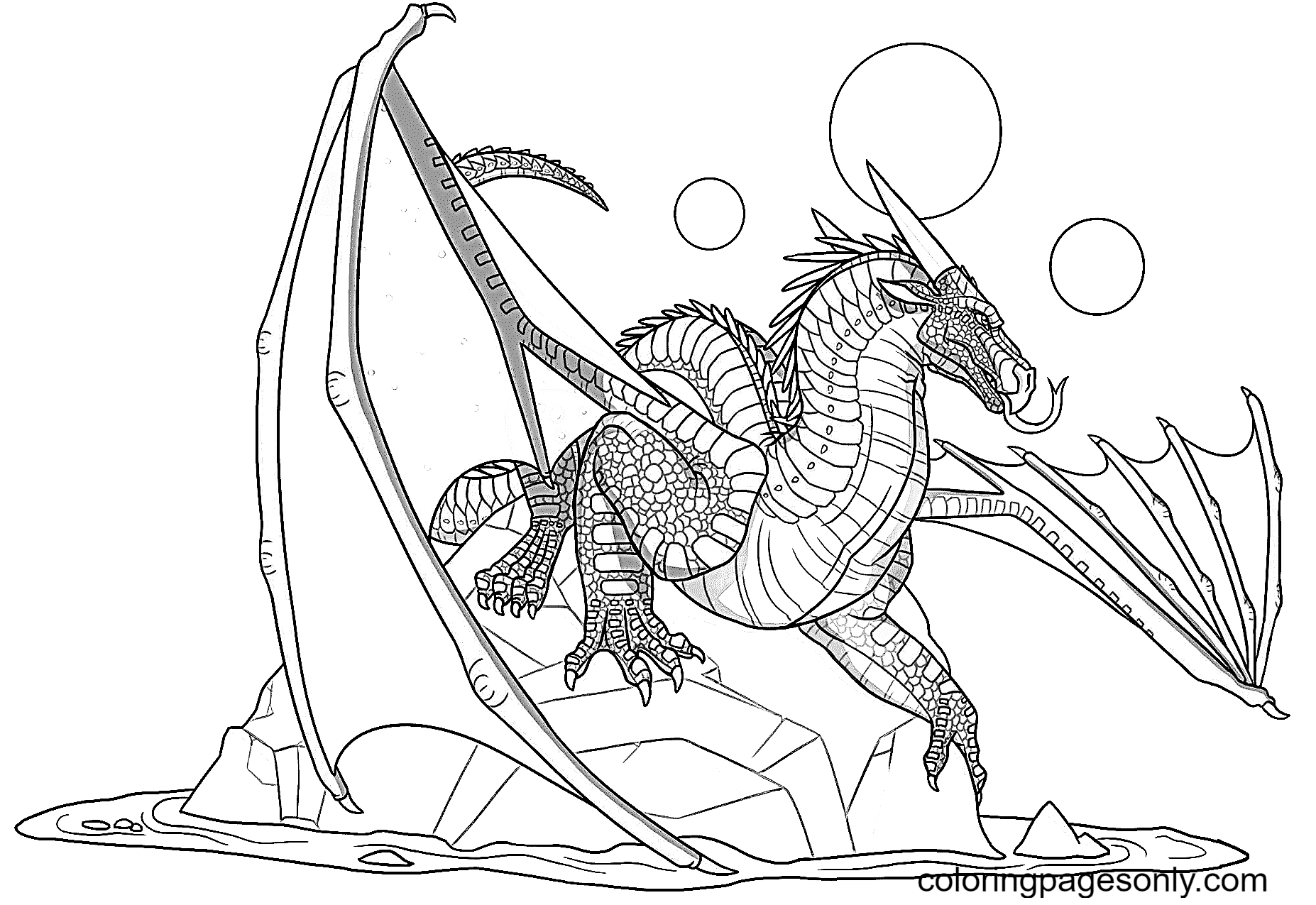 Seawing Dragon with Sharks Coloring Pages - Wings Of Fire Coloring Pages - Coloring  Pages For Kids And Adults