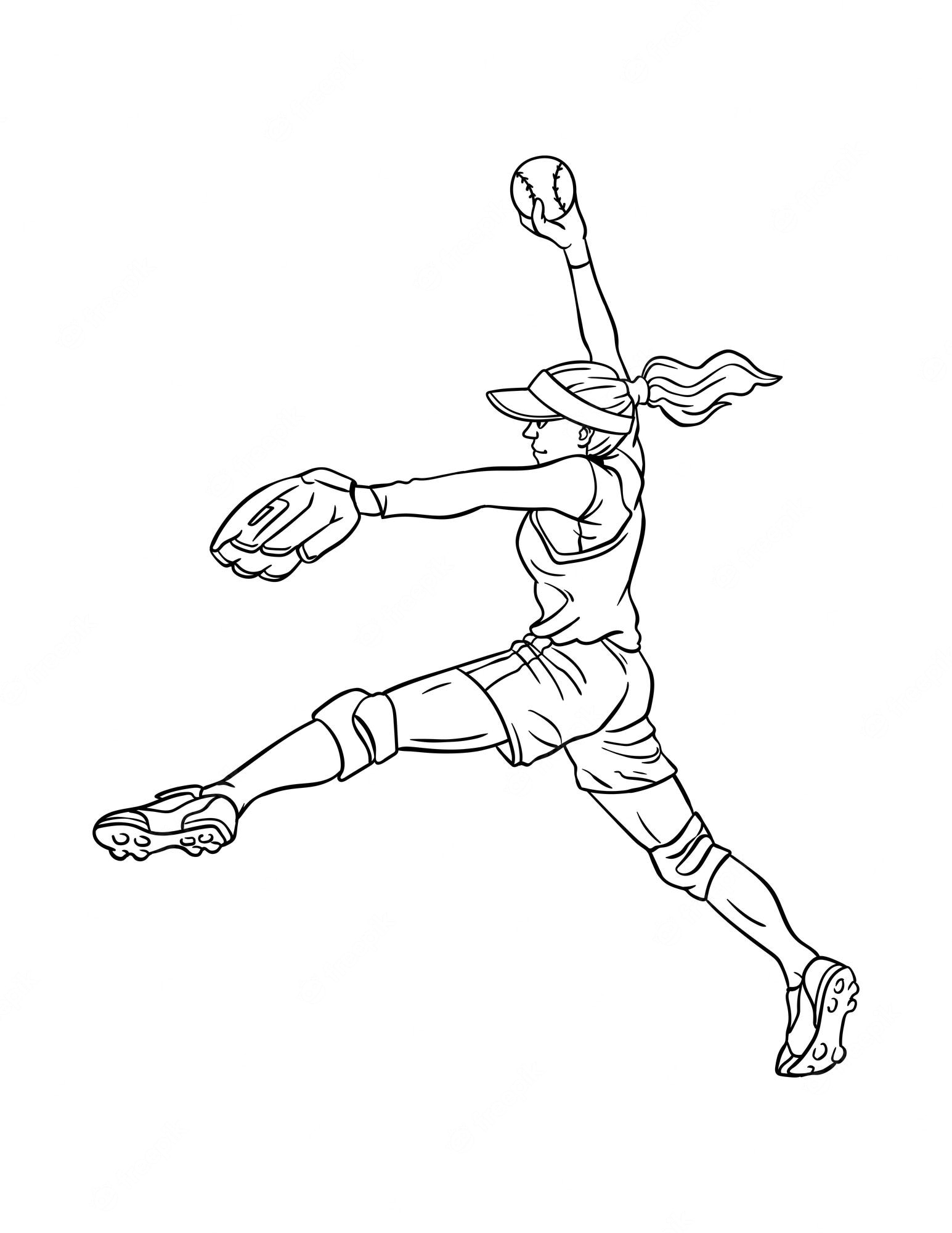 Premium Vector | Softball isolated coloring page for kids