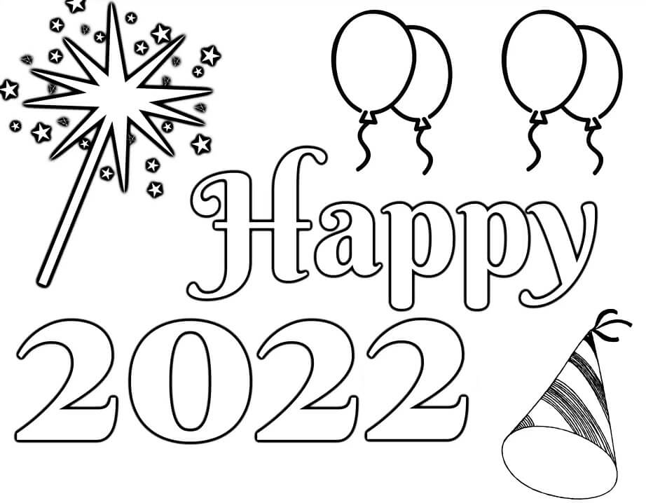 Happy 2022 Coloring Page - Free Printable Coloring Pages for Kids