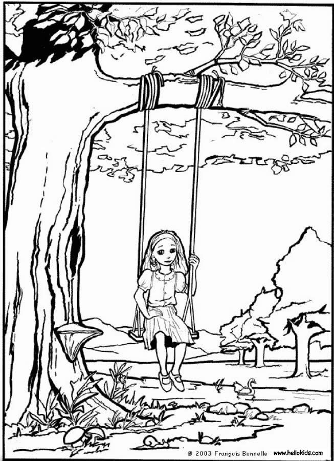 SPRING coloring pages - Girl is seesawing | Spring coloring pages, Coloring  pages, Cool coloring pages