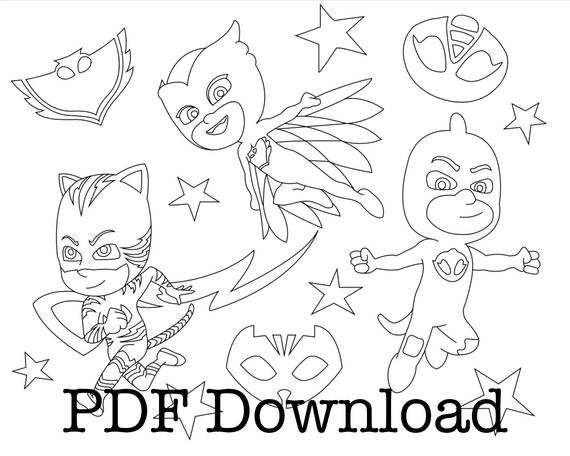 PJ Masks Coloring Pages. 3 Page immediate download PDF. Color | Etsy