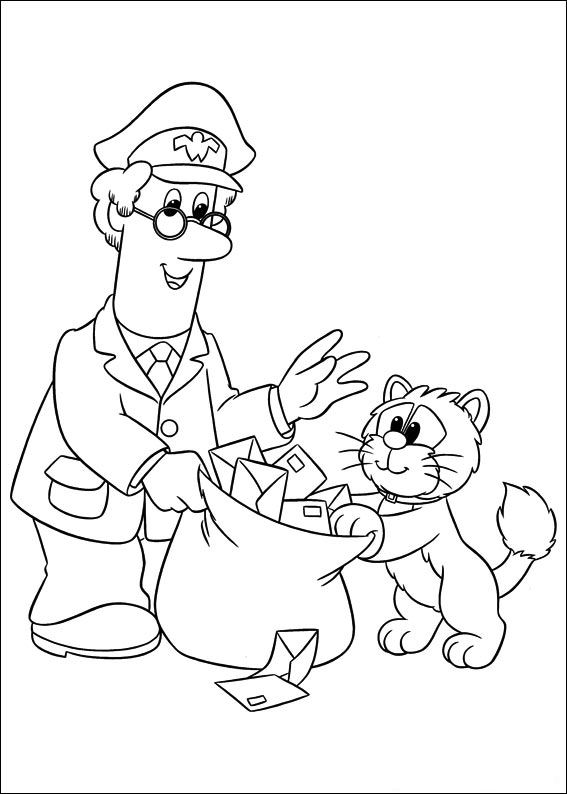 Coloring book Postman from the post office and letters for kids to print  and online