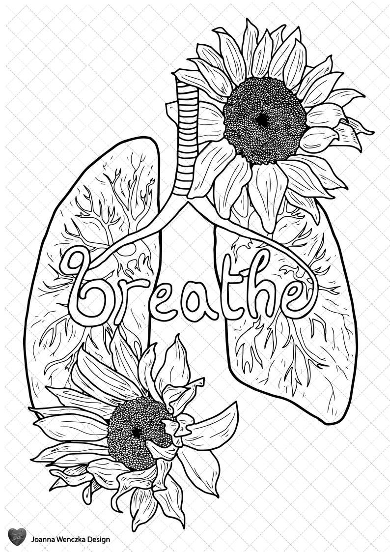 Breathe Colouring Page Printable Coloring Page for Adults - Etsy |  Sunflower coloring pages, Cool coloring pages, Coloring pages inspirational