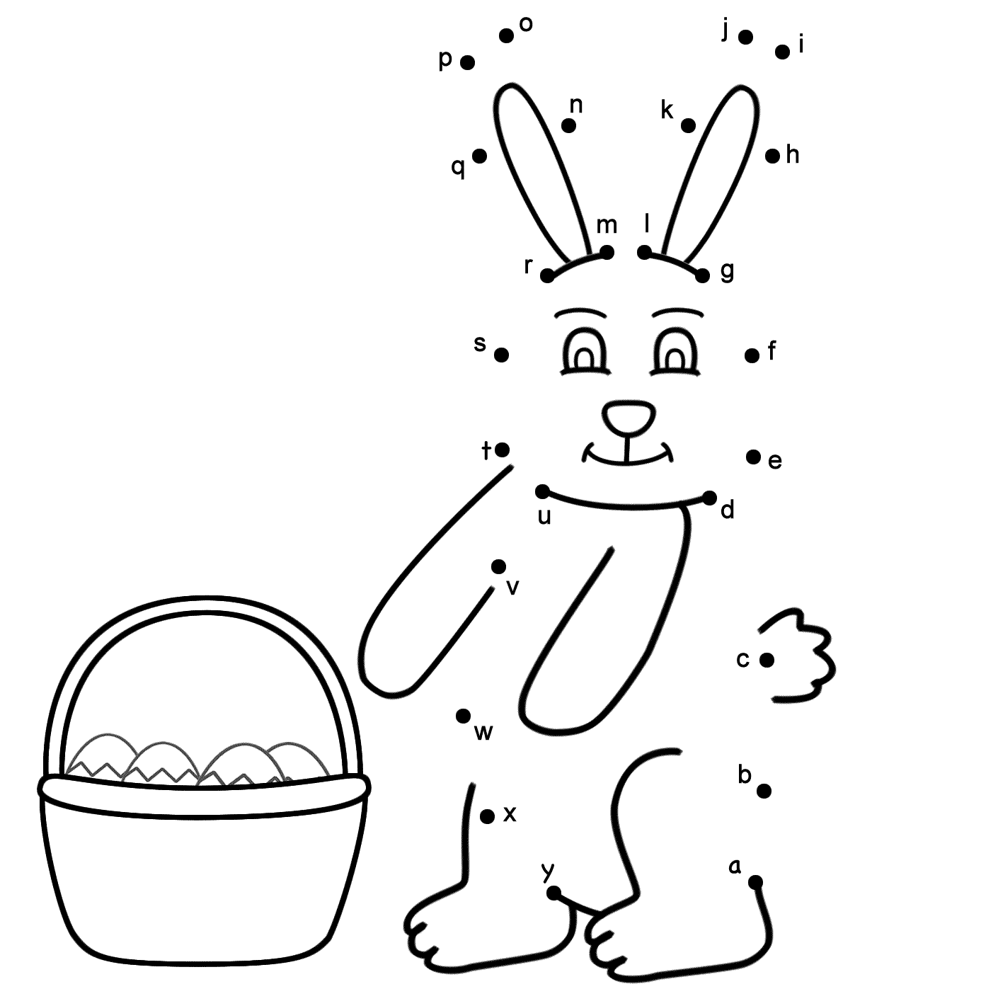 Easter Bunny - Connect the Dots by Lowercase Letters (Easter)