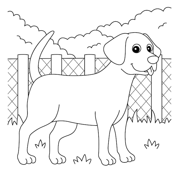 Premium Vector | Chocolate lab dog coloring page for kids