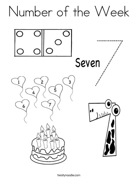 Number of the Week Coloring Page - Twisty Noodle