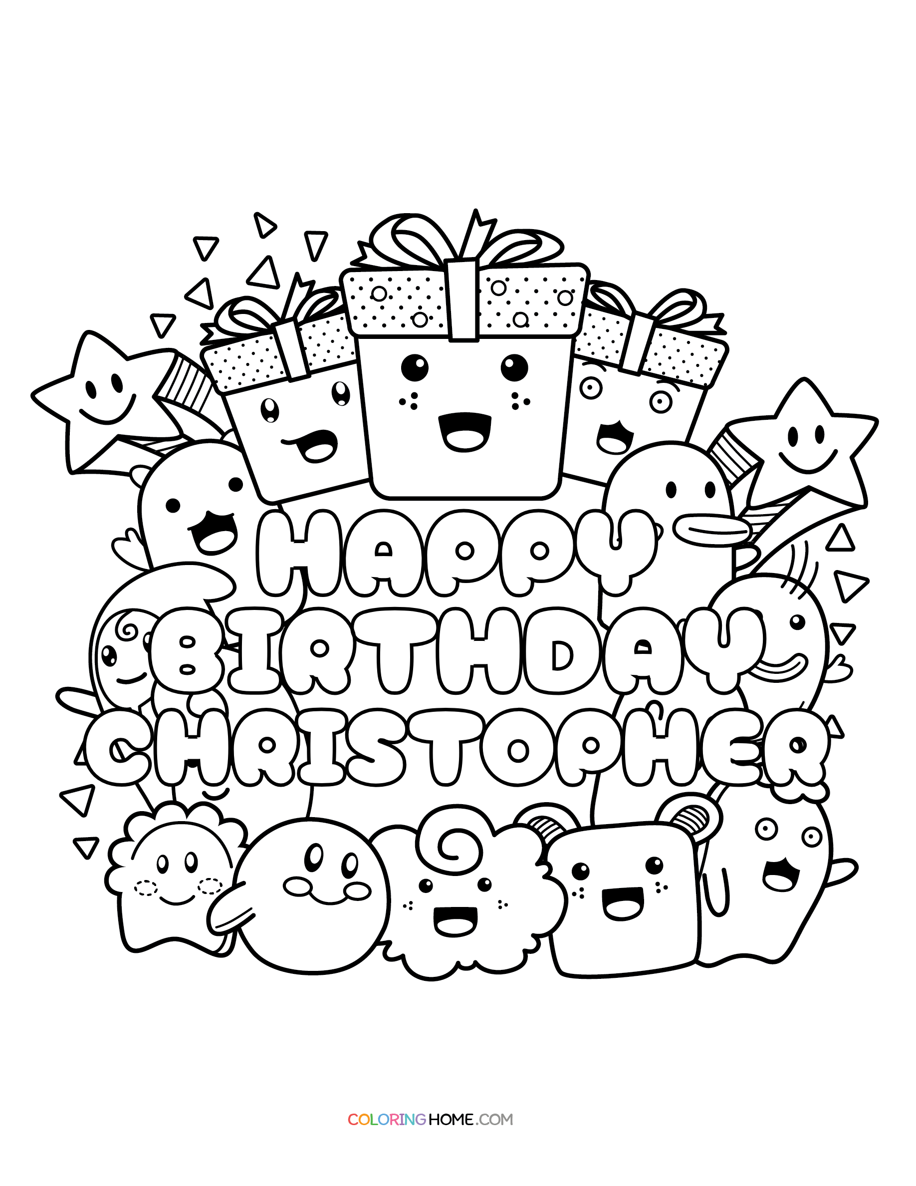 Happy Birthday Christopher coloring page