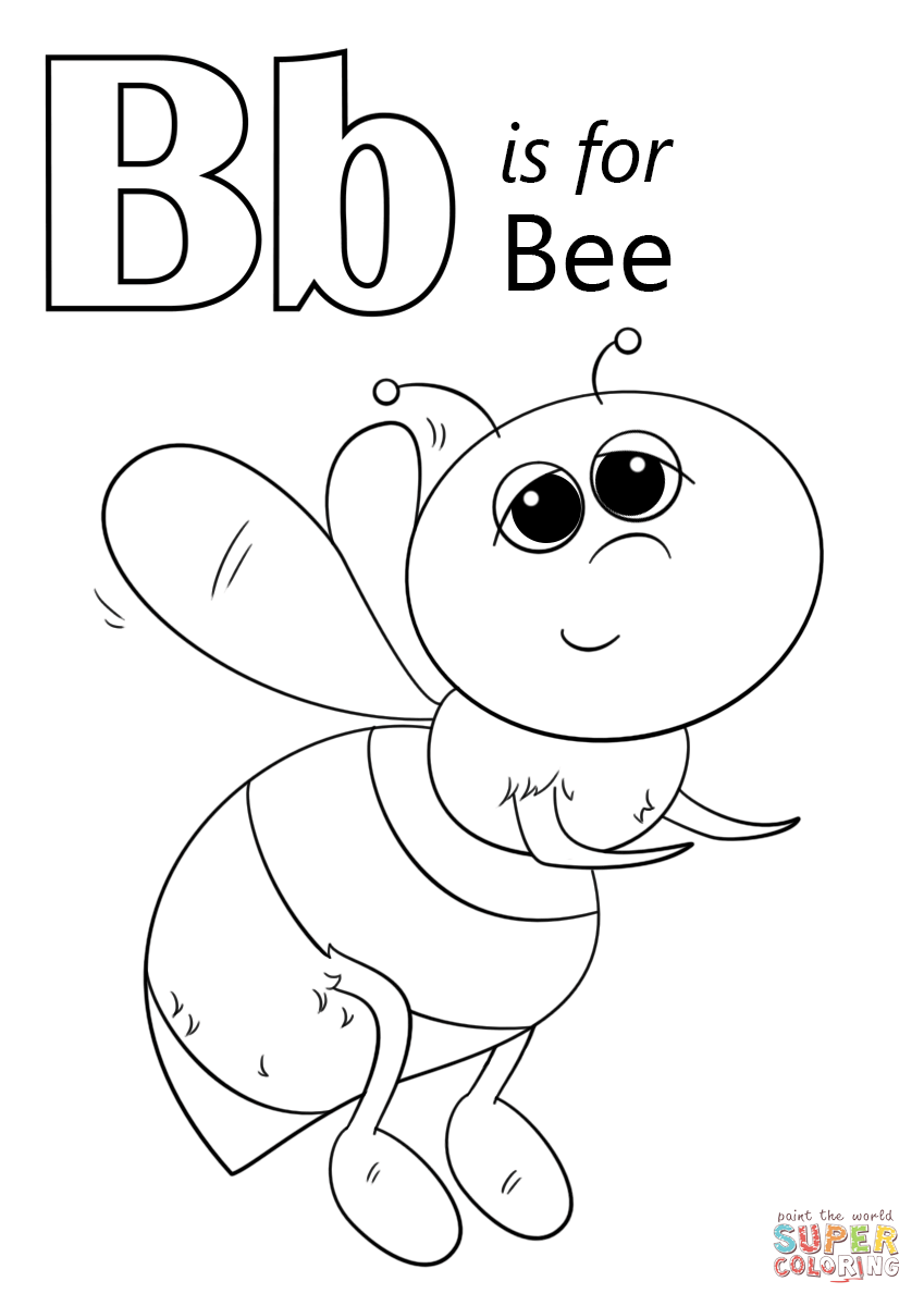 Letter B is for Bee coloring page | Free Printable Coloring Pages