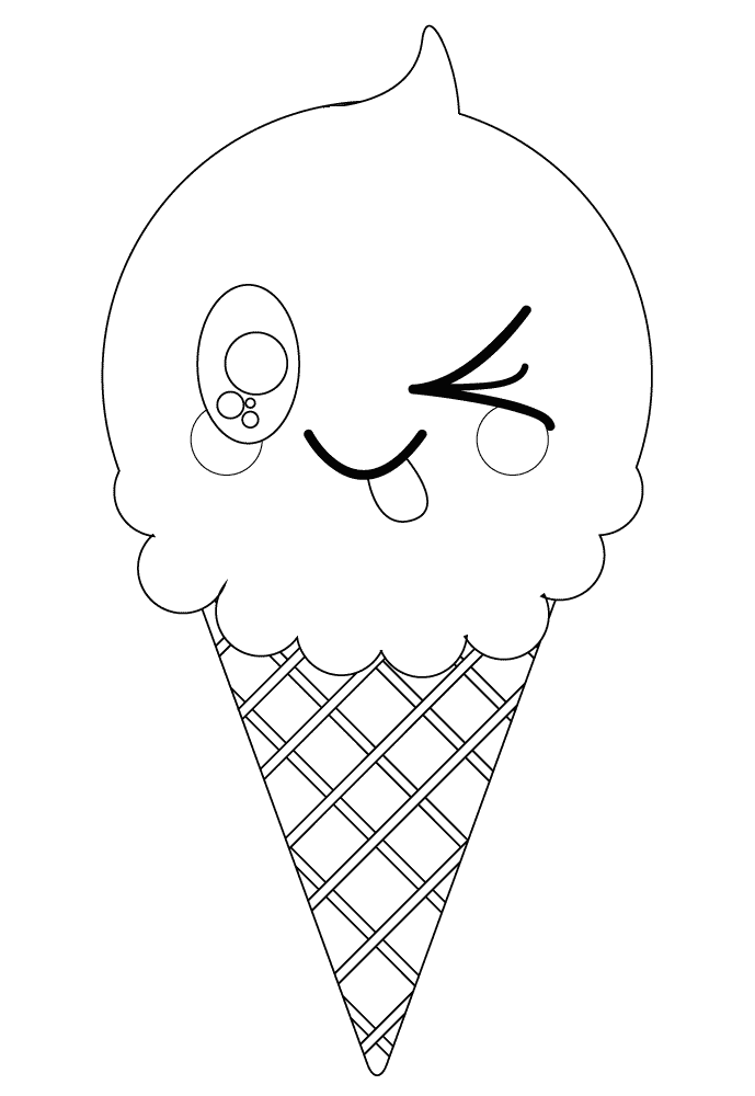 Kawaii Ice Cream Cone Coloring Pages - Coloring Cool