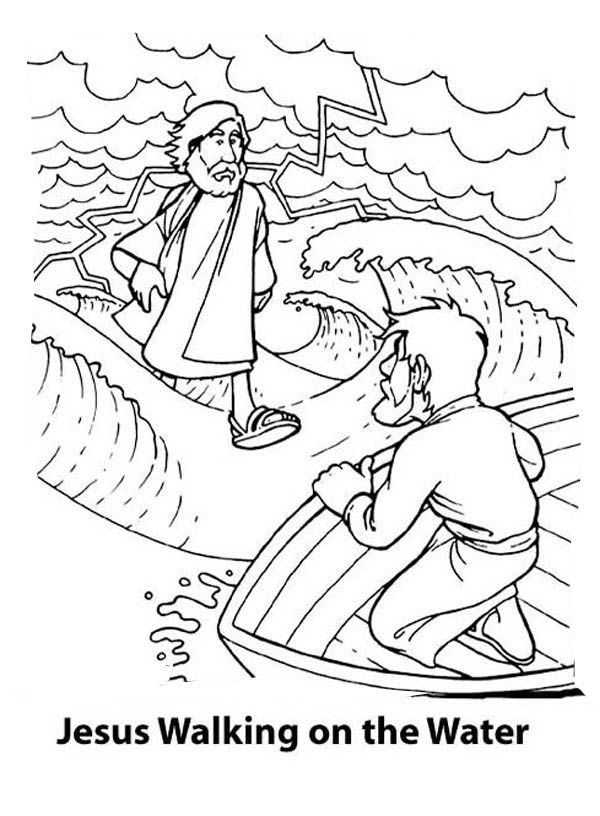 kids church. jesus walks on water bible coloring page. prev next ...